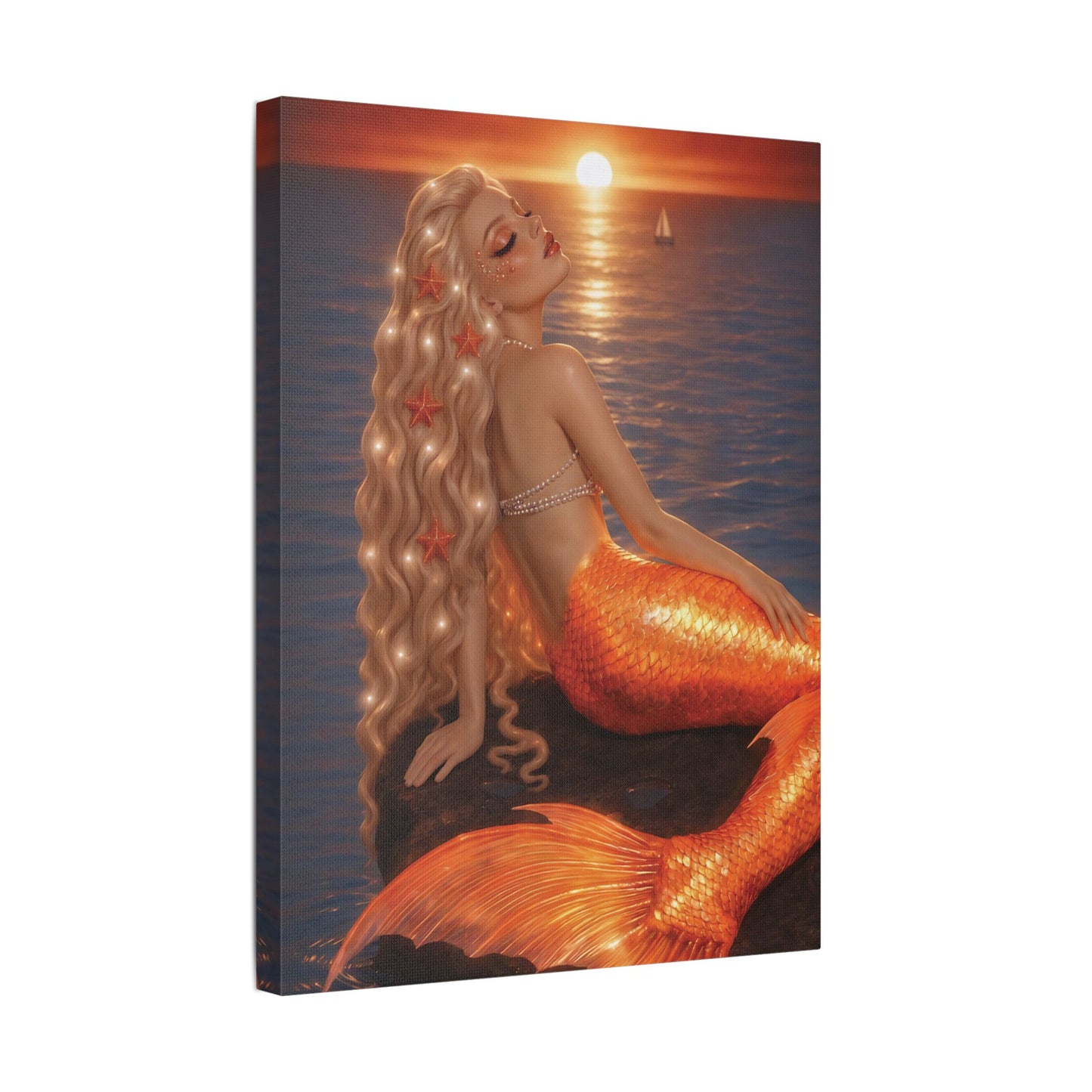 Gilded Sirens | Amber Horizon, Satin Stretched Canvas Print