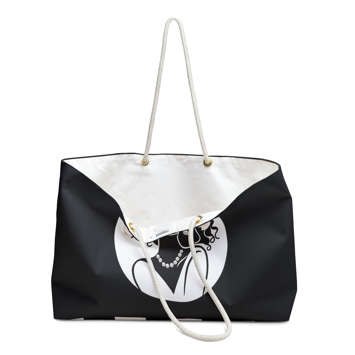 Pearls & Curls 2 | Black Double-Sided Weekender Bag