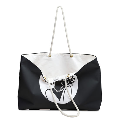 Pearls & Curls 2 | Black Double-Sided Weekender Bag