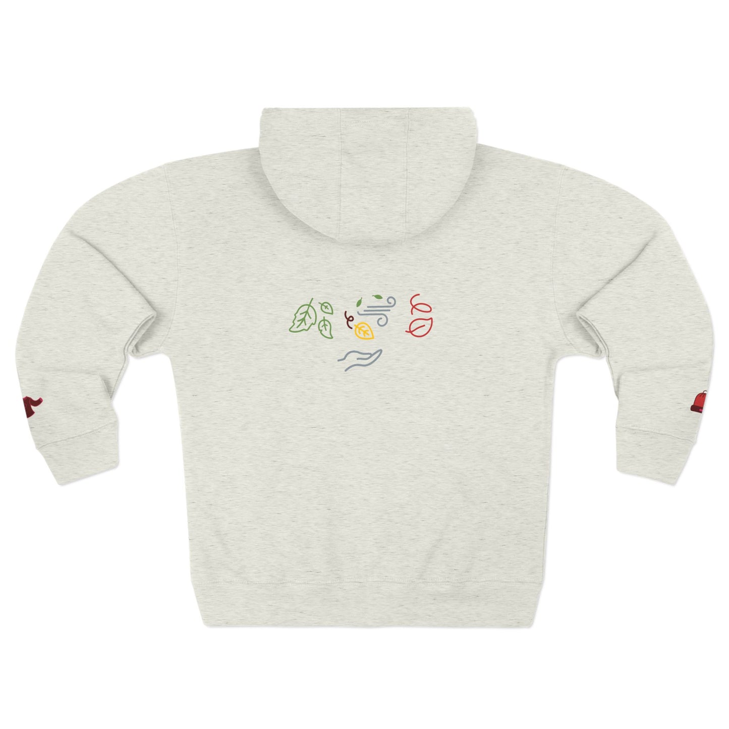 Harvest Haze 6 | 'Sweater Weather' Graphic Icon Zip Hoodie (non-embroidered) — Cozy Fall Hoodie with Autumn Icons, front and back design