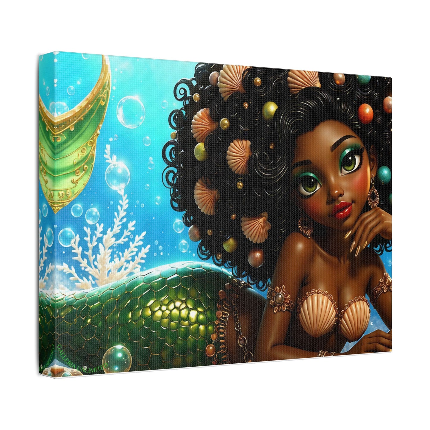 Sirens of the Gilded Sea | Blue Lagoon, Satin Stretched Canvas