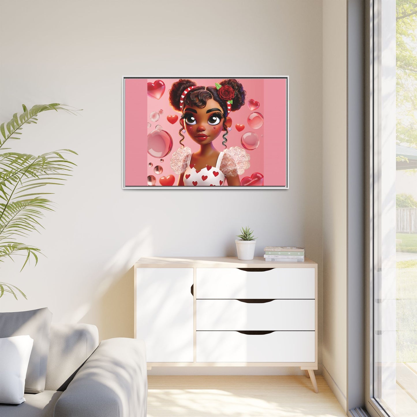 Heartbreaker Girl | Bubblegum - Canvas Print, framed matte (multiple sizes/frame colors)