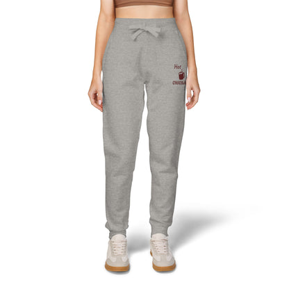 Harvest Haze | Maroon Embroidered 'Hot Chocolate' Sweatpants