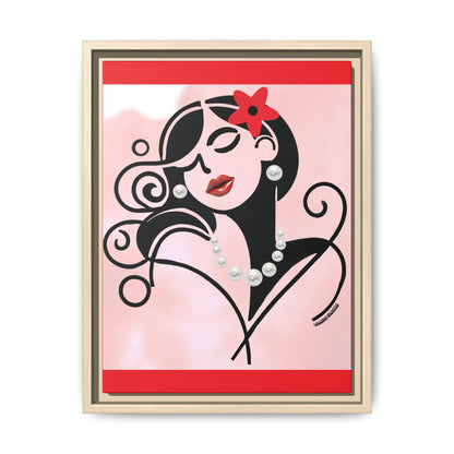 Pearls & Curls 4 | Cherry Kiss Framed Matte Canvas Wall Art (black or white frame)