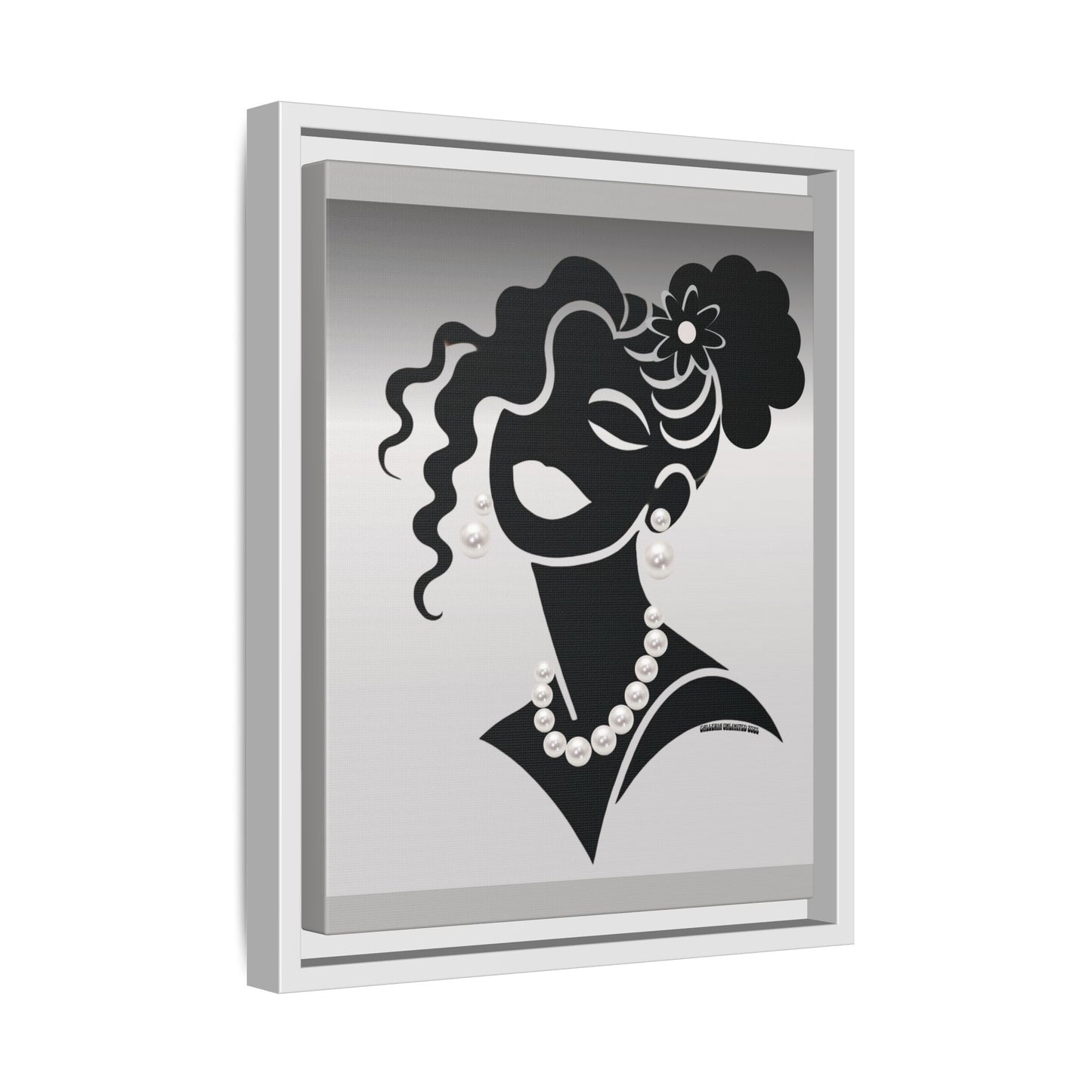 Pearls & Curls5 | Black and White - Framed Matte Canvas Art (black or white frame)