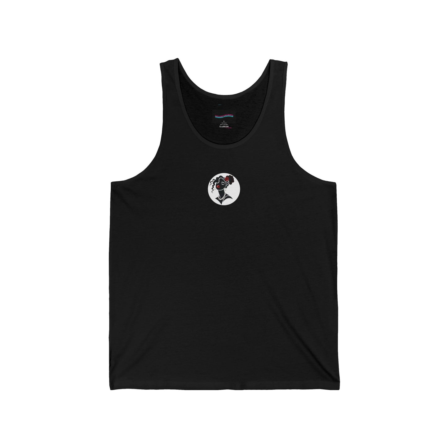 Pearls & Curls 5 | Crimson Kiss Black Jersey Tank