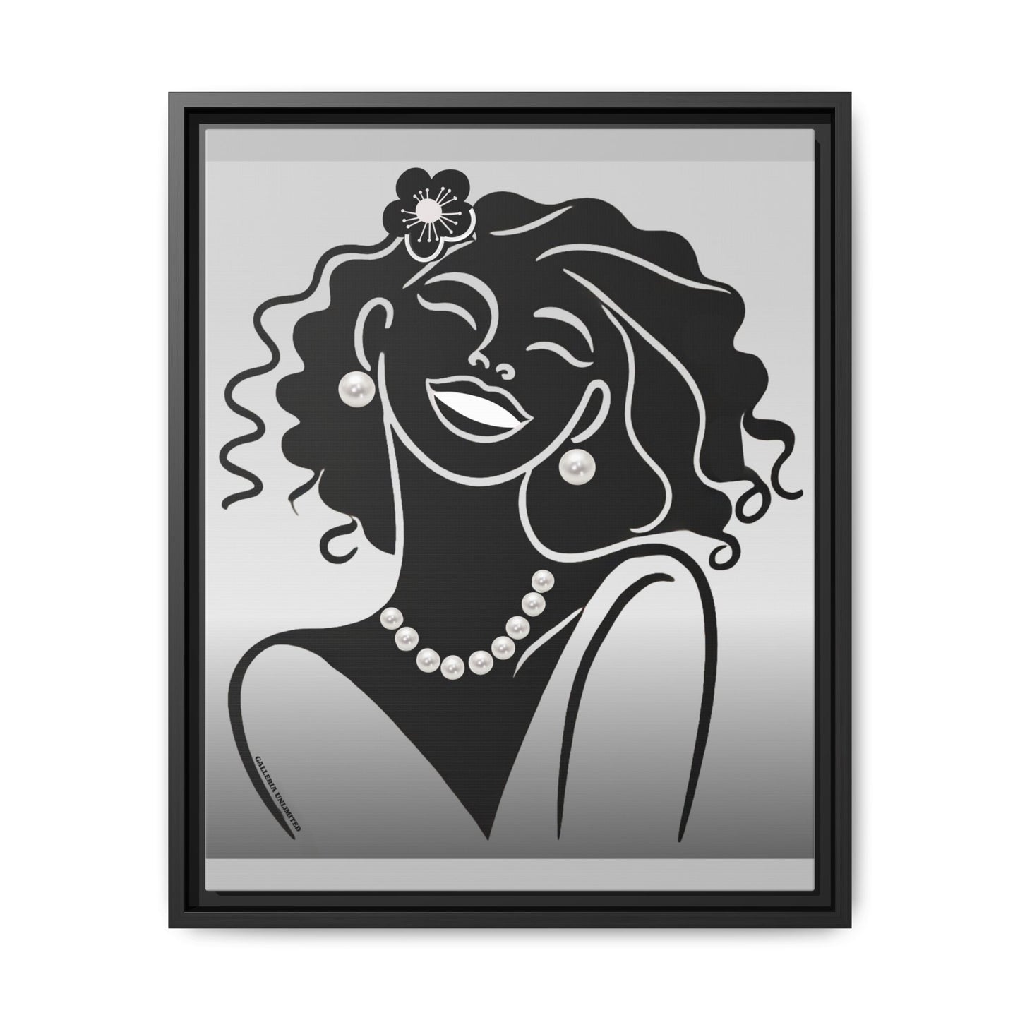 Pearls & Curls 2 | Black and White Framed Matte Canvas Wall Art (black or white frame)