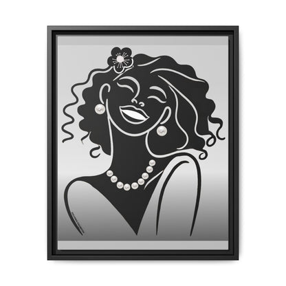 Pearls & Curls 2 | Black and White Framed Matte Canvas Wall Art (black or white frame)