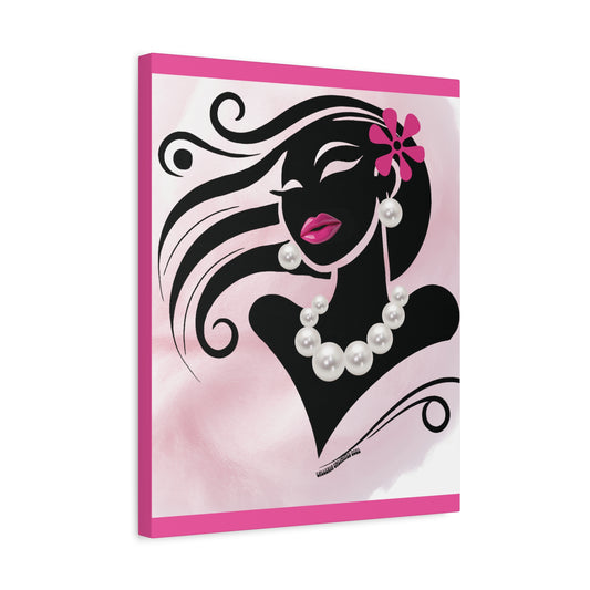 Pearls & Curls6 | Pink Pout Matte Canvas Print