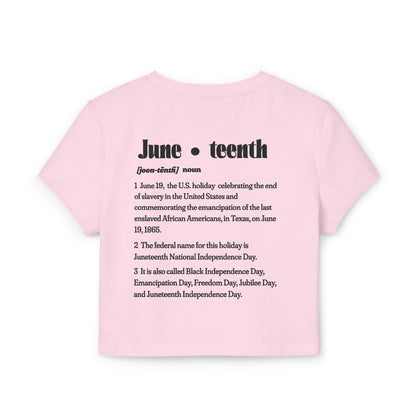 Juneteenth — Women's Baby Tee (front and back design)