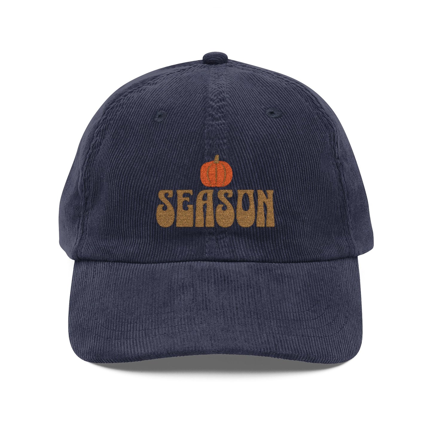 The Cozy Edit3 | Gold Embroidered Pumpkin Season Corduroy Cap