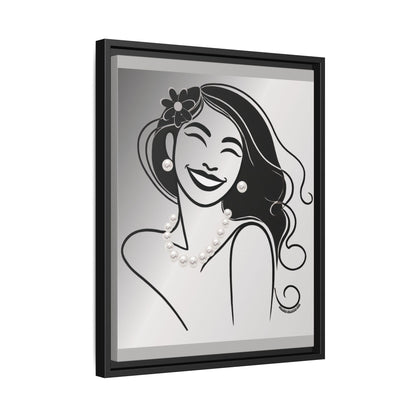 Pearls & Curls3 | Black and White - Framed Matte Canvas Art (black or white frame)