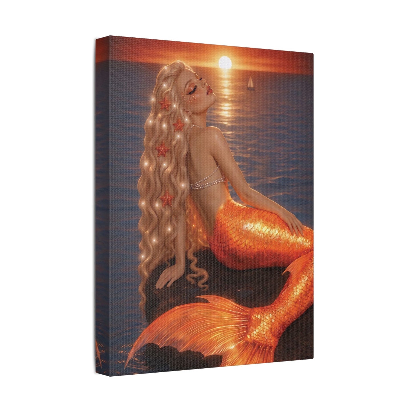 Gilded Sirens | Amber Horizon, Satin Stretched Canvas Print