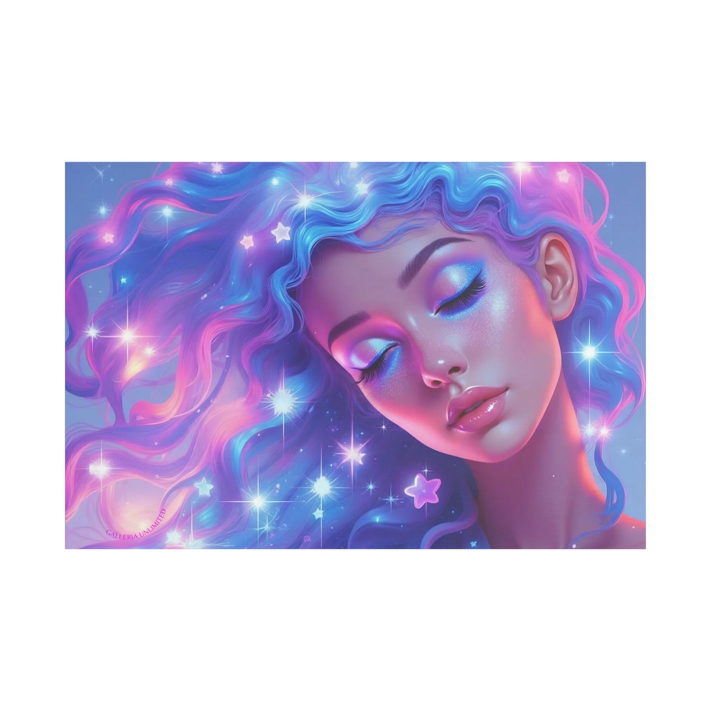 Winter Fantasy 3 | Dreamy Starry Muse Satin Stretched Canvas Print