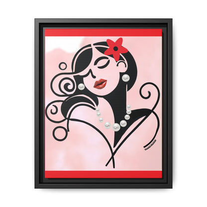 Pearls & Curls 4 | Cherry Kiss Framed Matte Canvas Wall Art (black or white frame)