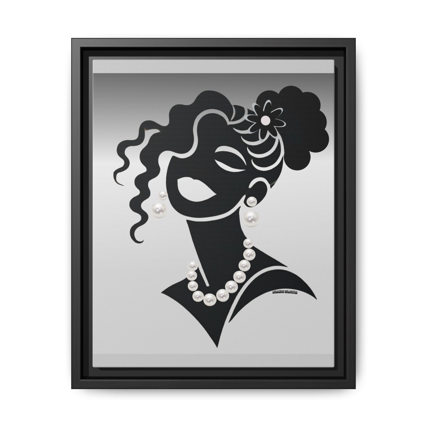 Pearls & Curls 2 | Black and White Framed Matte Canvas Wall Art (black or white frame)