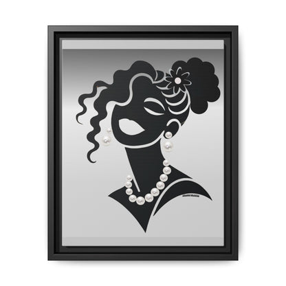 Pearls & Curls 2 | Black and White Framed Matte Canvas Wall Art (black or white frame)