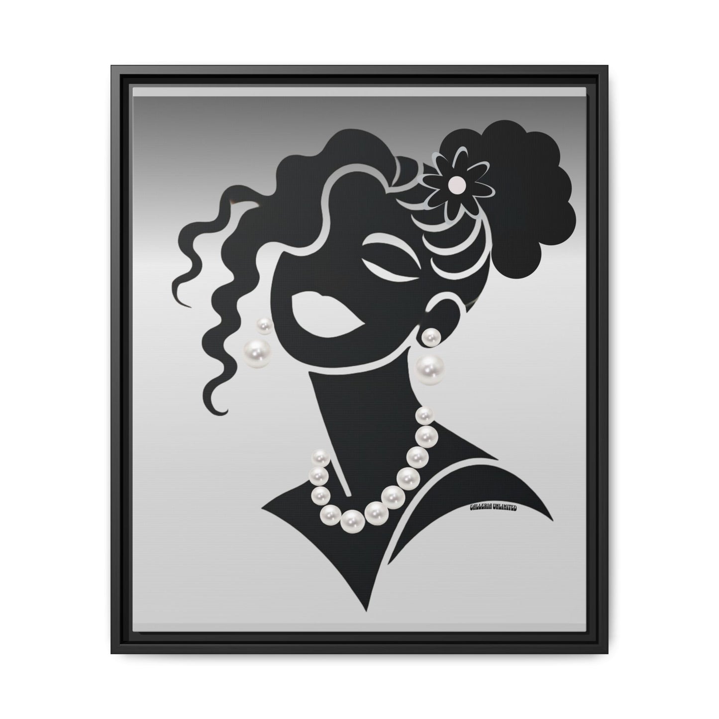 Pearls & Curls 2 | Black and White Framed Matte Canvas Wall Art (black or white frame)