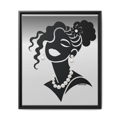 Pearls & Curls 2 | Black and White Framed Matte Canvas Wall Art (black or white frame)