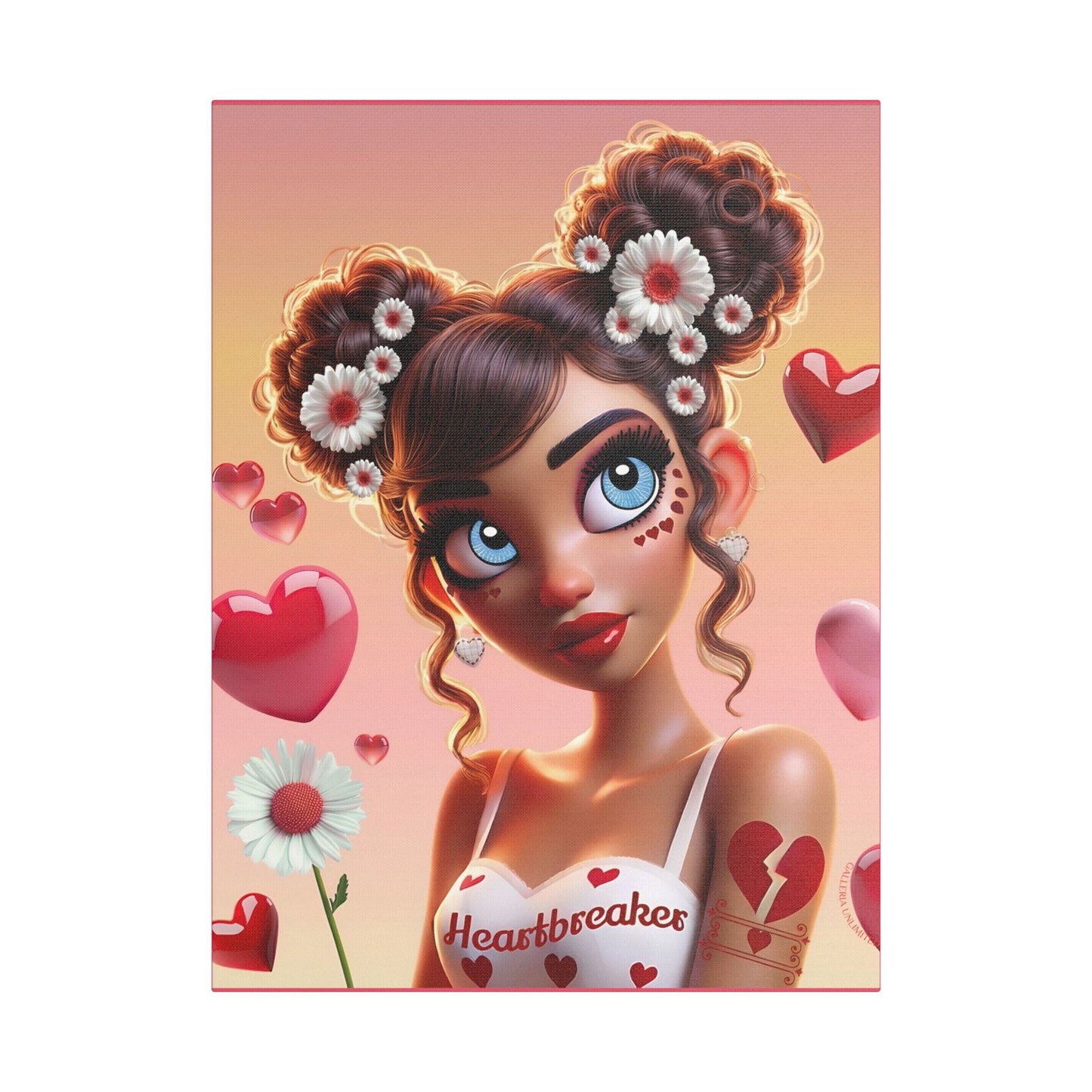 Heartbreaker 1 l Raspberry Satin Stretched Canvas Print