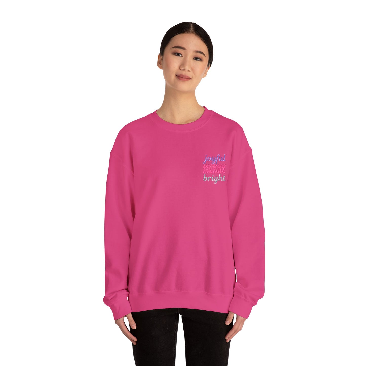 The Joyful Edit2 | Merry & Bright Embroidered Sweatshirt, PINK Palette (multiple colors)