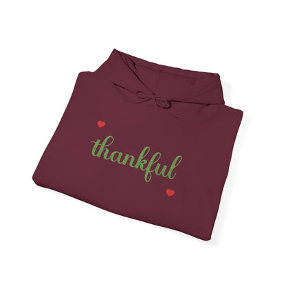 The Thankful Edit1 |Light Green Embroidered Thankful Hoodie, red hearts (multiple colors)