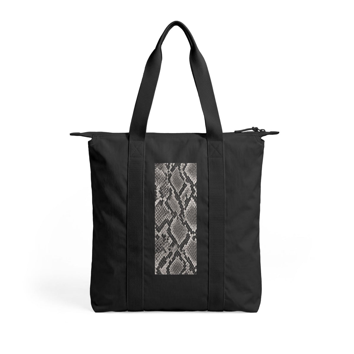 Snake | Grey Snakeskin Nomad Tote Bag — Zip-Top Carry-All Travel Tote
