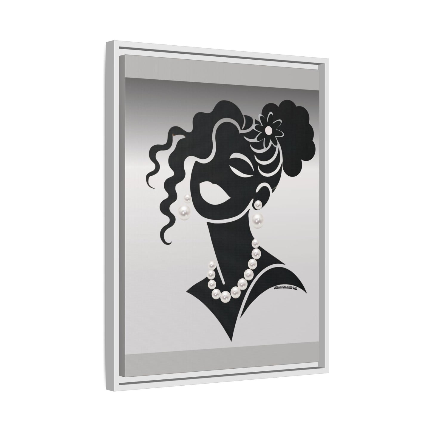 Pearls & Curls5 | Black and White - Framed Matte Canvas Art (black or white frame)
