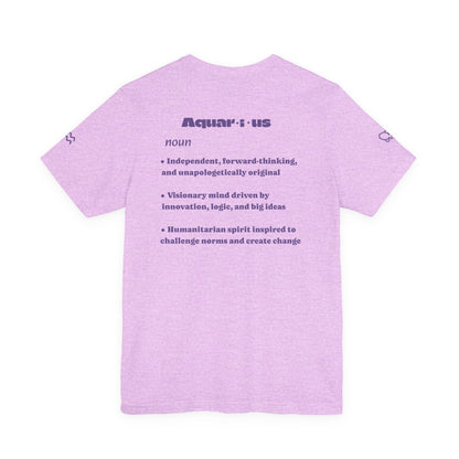 Aquarius | Word Art Graphic Tee (amethyst)-"Aquarius" Definition on Back