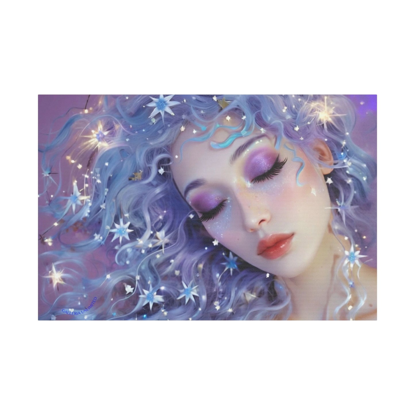 Winter Fantasy 5 | Celestial Maiden Slumber Satin Stretched Canvas Print