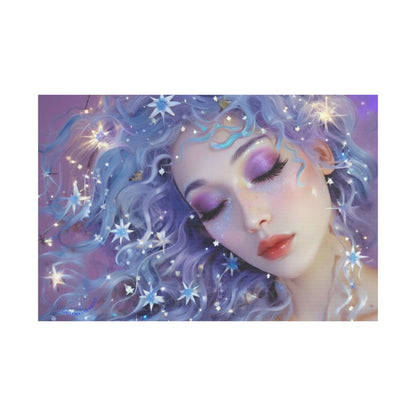 Winter Fantasy 5 | Celestial Maiden Slumber Satin Stretched Canvas Print