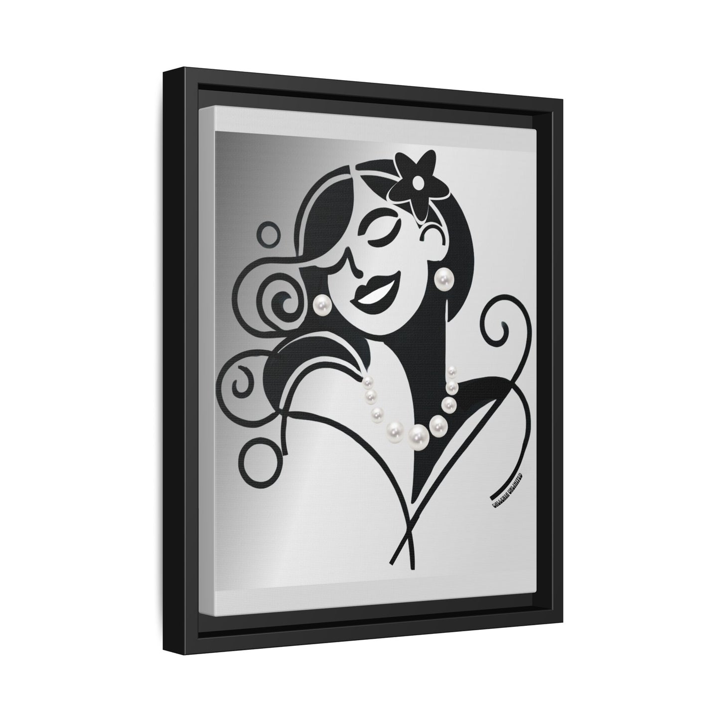 Pearls & Curls 4 | Black and White Framed Matte Canvas Wall Art (black or white frame)