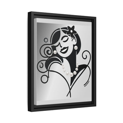 Pearls & Curls 4 | Black and White Framed Matte Canvas Wall Art (black or white frame)