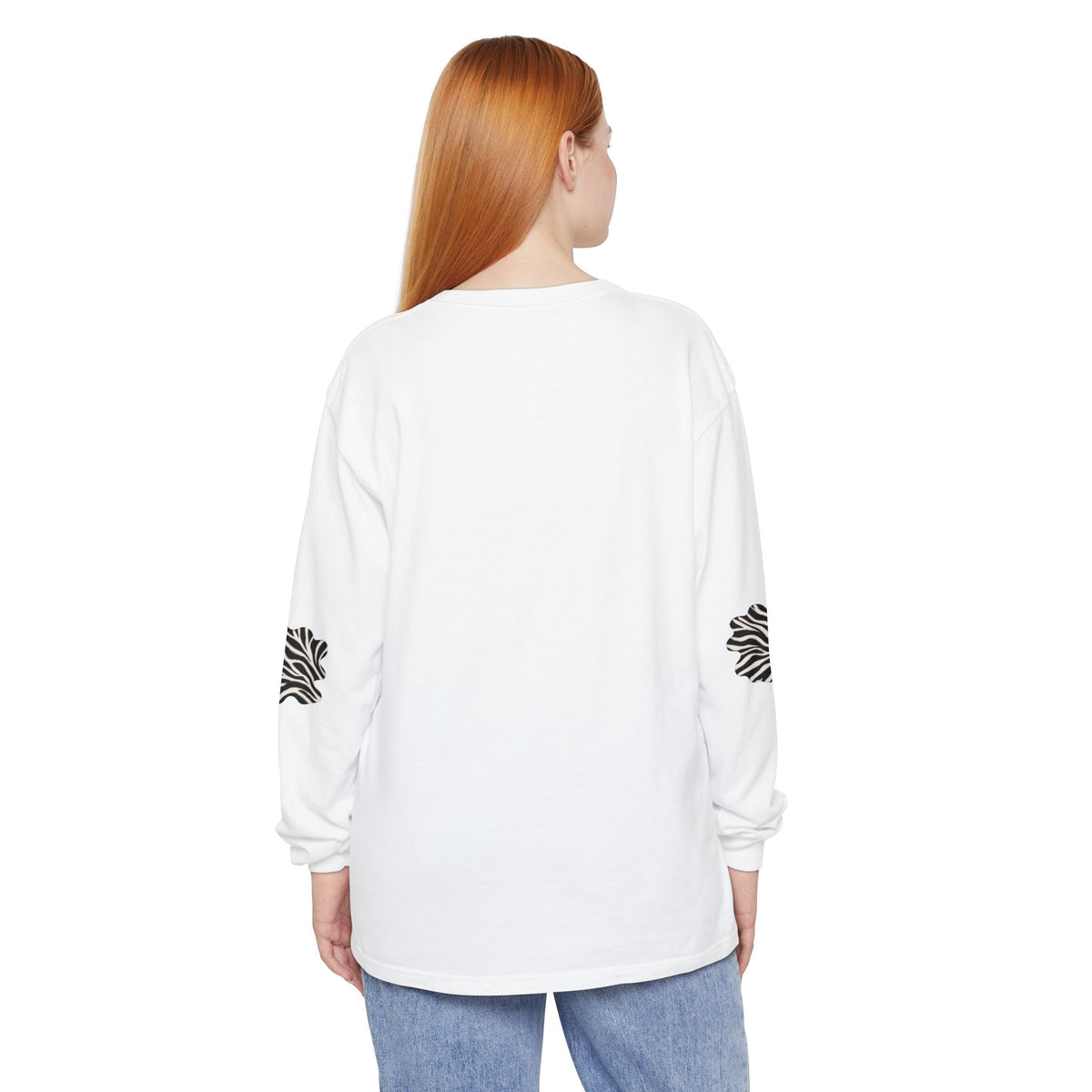 Zebra | Black & White Zebra Patch Long Sleeve Tee (Elbow accents)