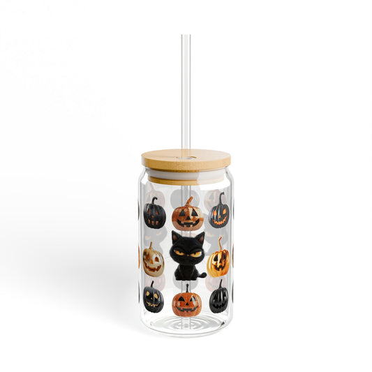 The Spooky Edit2 - Black Cat Sipper Glass, 16oz