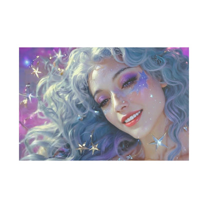Winter Fantasy 6 | Celestial Maiden Starlight Satin Stretched Canvas Print