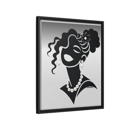 Pearls & Curls 2 | Black and White Framed Matte Canvas Wall Art (black or white frame)