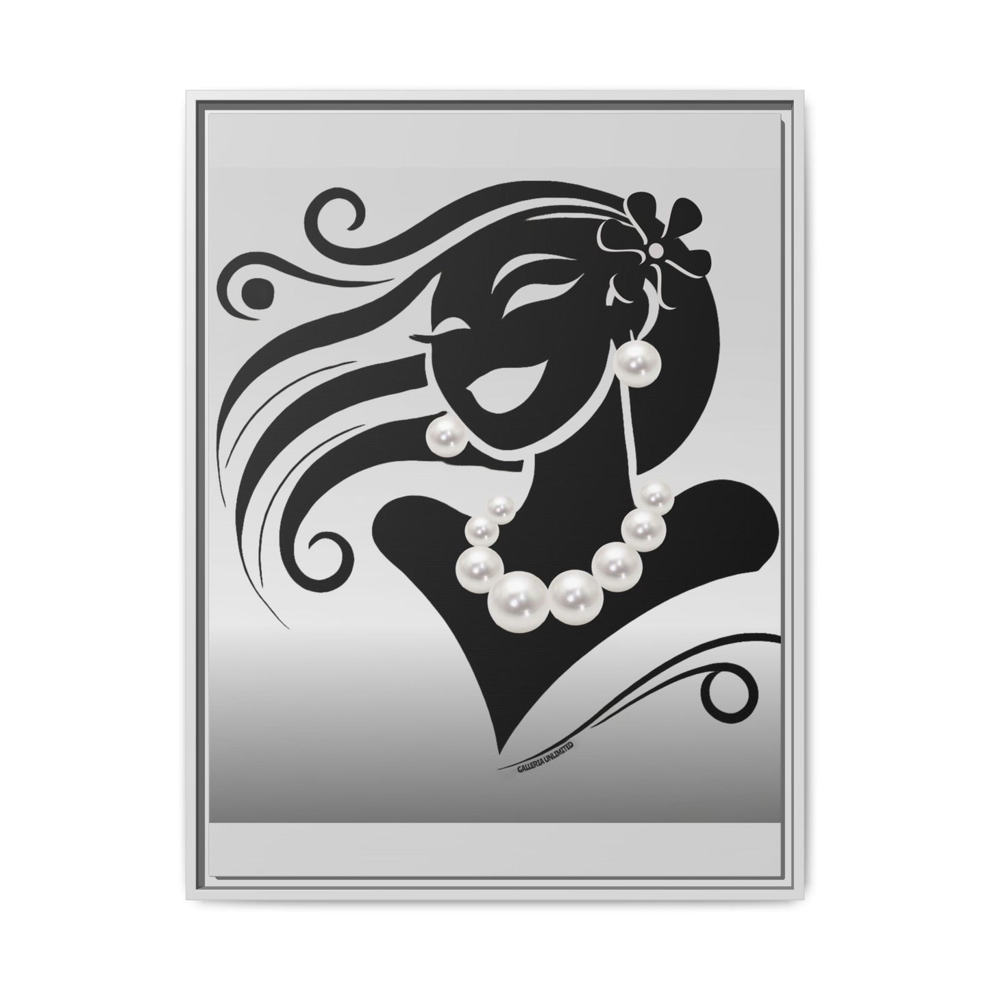 Pearls & Curls 6 | Black and White Framed Matte Canvas Wall Art (black or white frame)