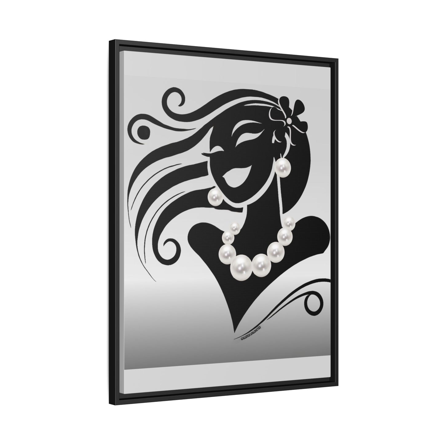 Pearls & Curls 6 | Black and White Framed Matte Canvas Wall Art (black or white frame)