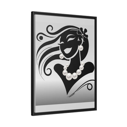 Pearls & Curls 6 | Black and White Framed Matte Canvas Wall Art (black or white frame)