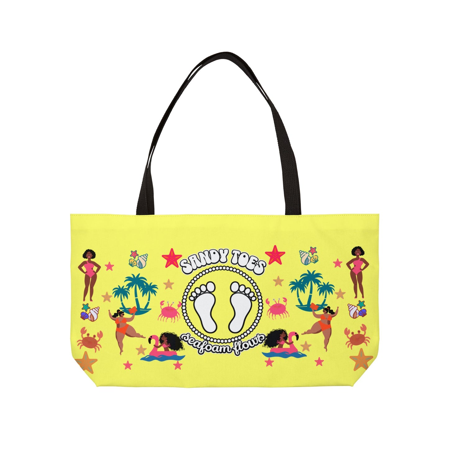 Sandy Toes | Pineapple Two-Sided Weekender Tote Bag (black girl)