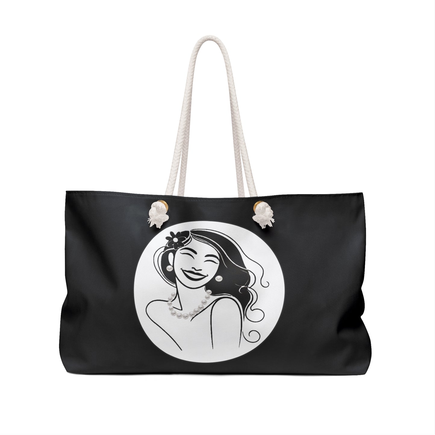 Pearls & Curls 3 | Black Double-Sided Weekender Bag