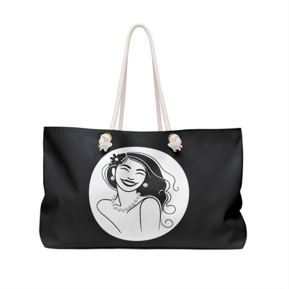 Pearls & Curls 3 | Black Double-Sided Weekender Bag