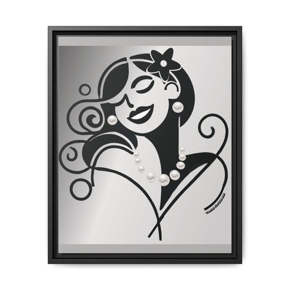Pearls & Curls4 | Black and White - Framed Matte Canvas Art (black or white frame)