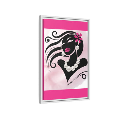 Pearls & Curls6 | Pink Pout - Framed Matte Canvas Art