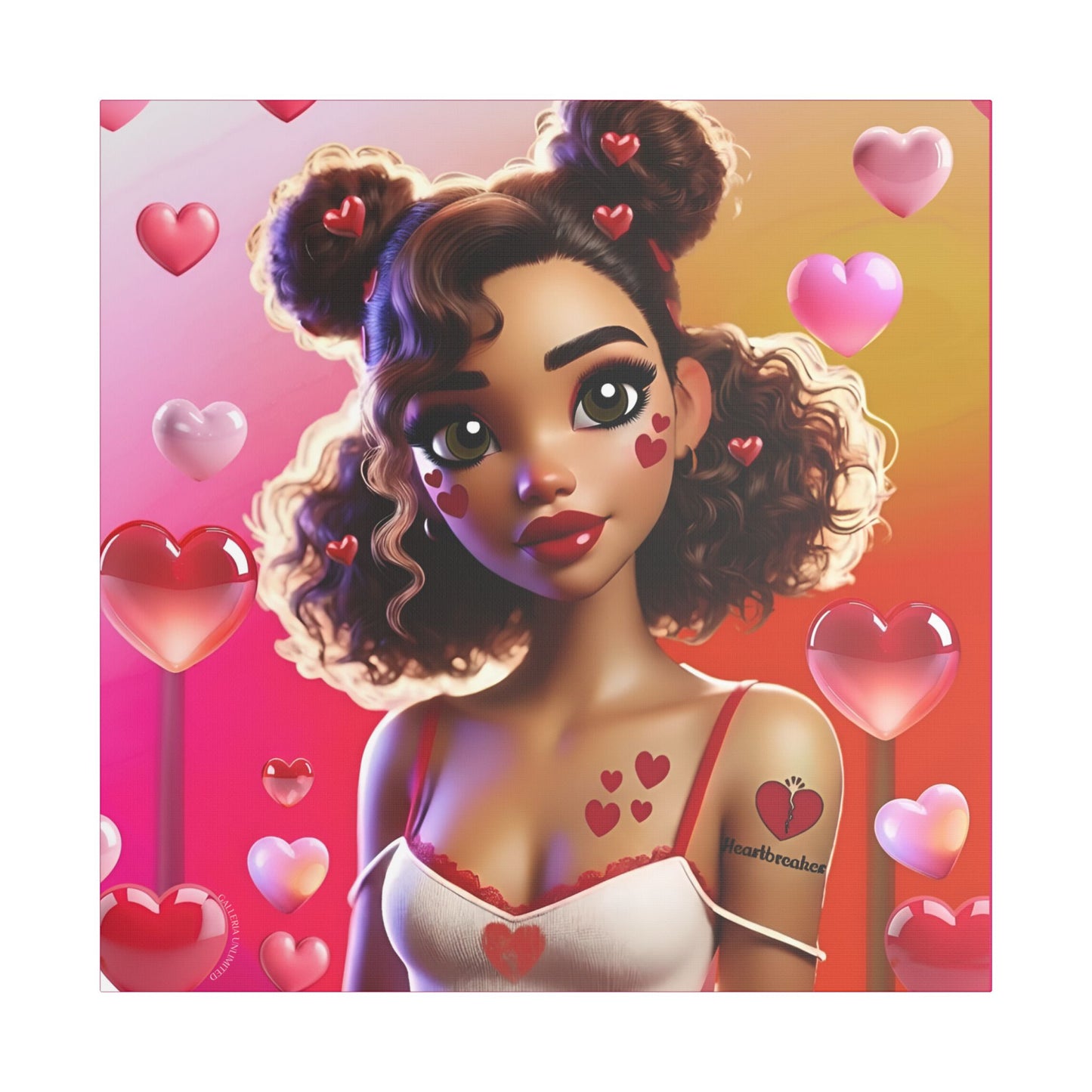 Heartbreaker 2 | Watermelon Satin Stretched Canvas Print