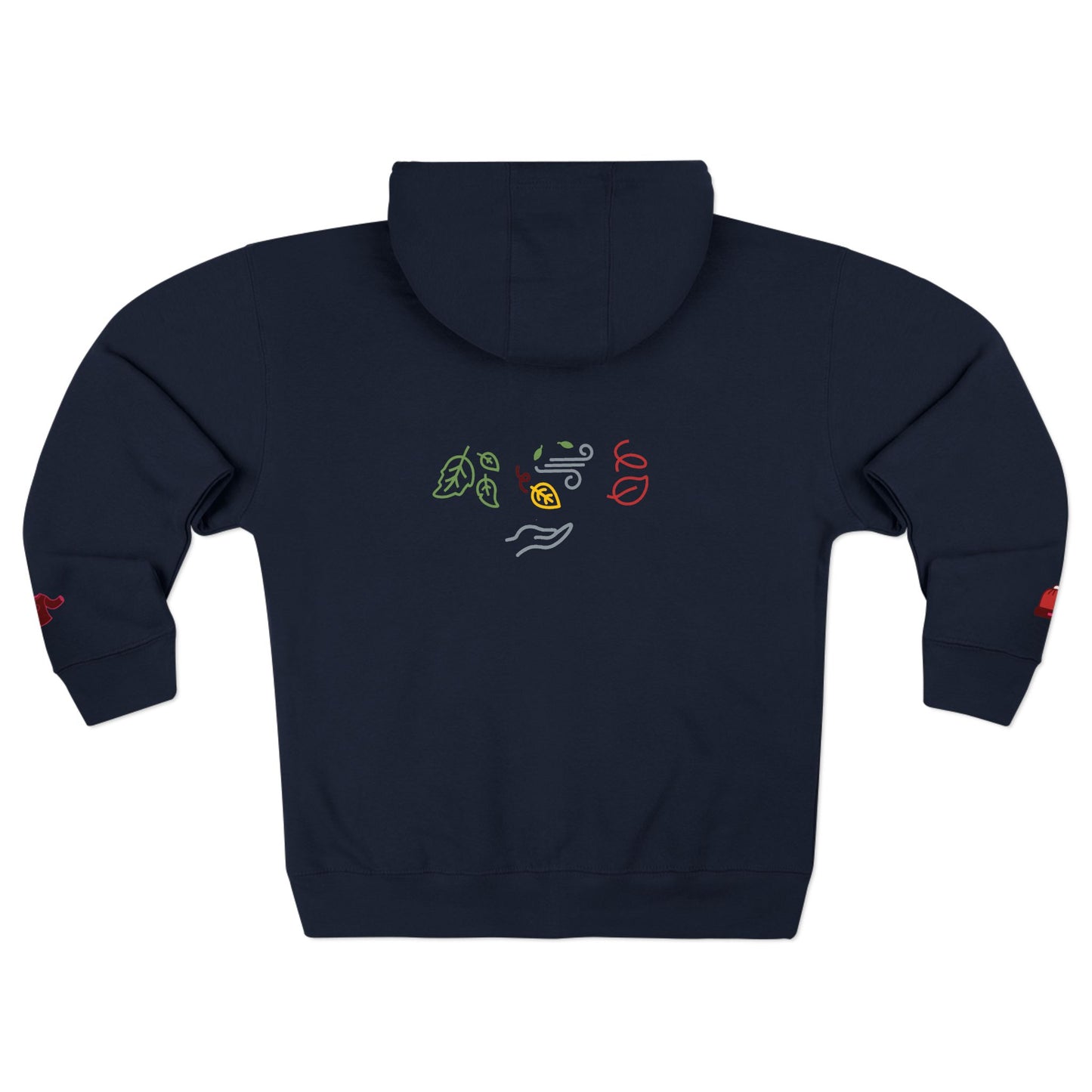 Harvest Haze 6 | 'Sweater Weather' Graphic Icon Zip Hoodie (non-embroidered) — Cozy Fall Hoodie with Autumn Icons, front and back design