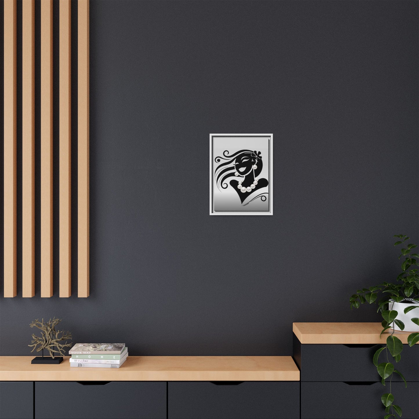 Pearls & Curls 6 | Black and White Framed Matte Canvas Wall Art (black or white frame)