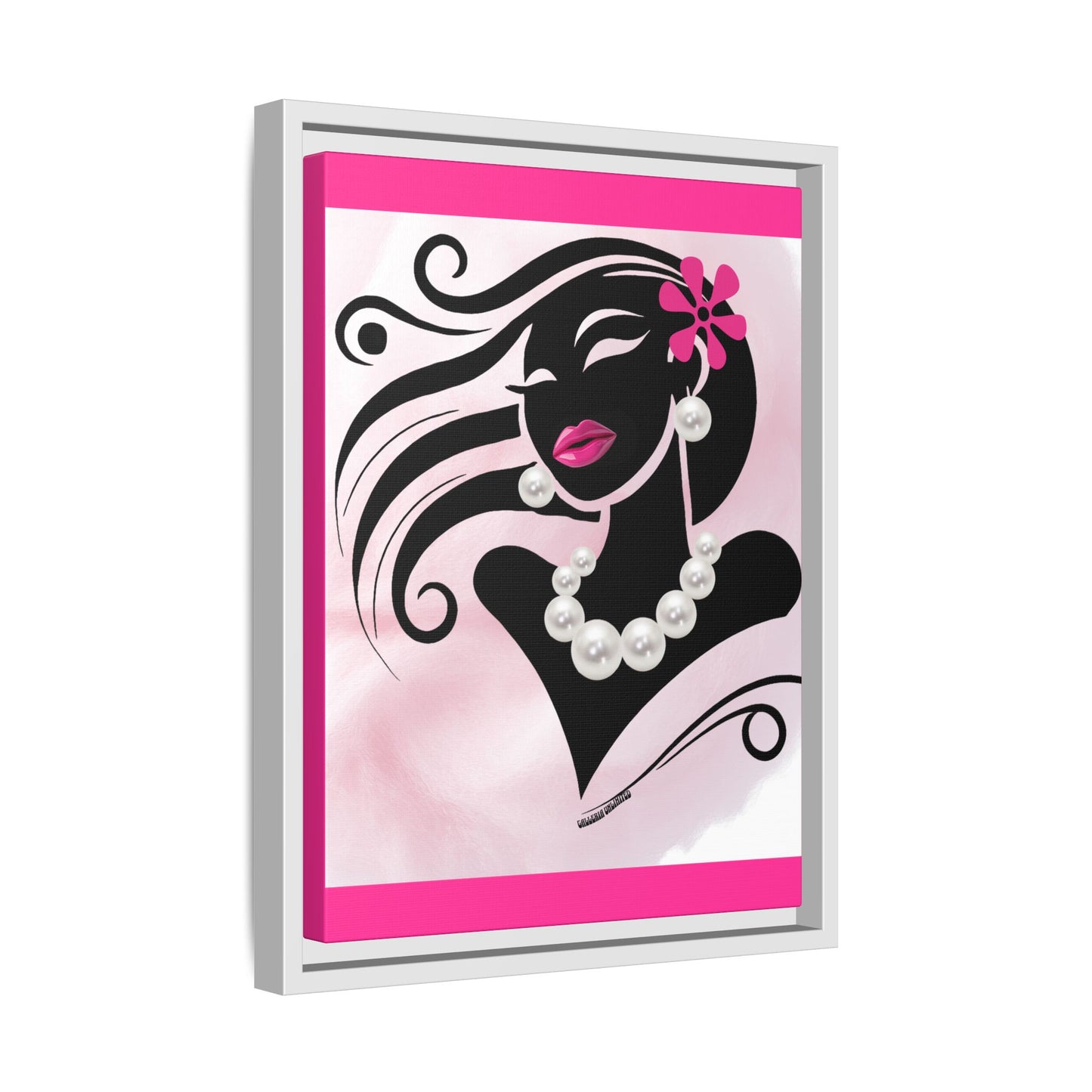 Pearls & Curls 6 | Candy Kiss Framed Matte Canvas Wall Art (black or white frame)