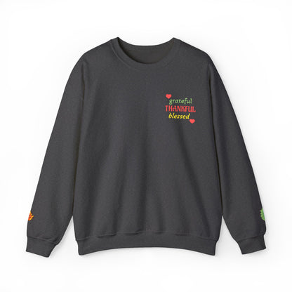 Harvest Haze 2 | Grateful, THANKFUL, Blessed Fall Crewneck Sweatshirt (dark colors)
